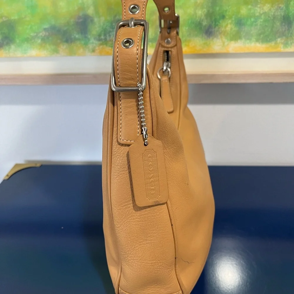 Coach Camel Legacy Zoe Tote Shoulder Hobo Bag Leather Purse 9342 Nickel Vintage - Picture 7 of 10